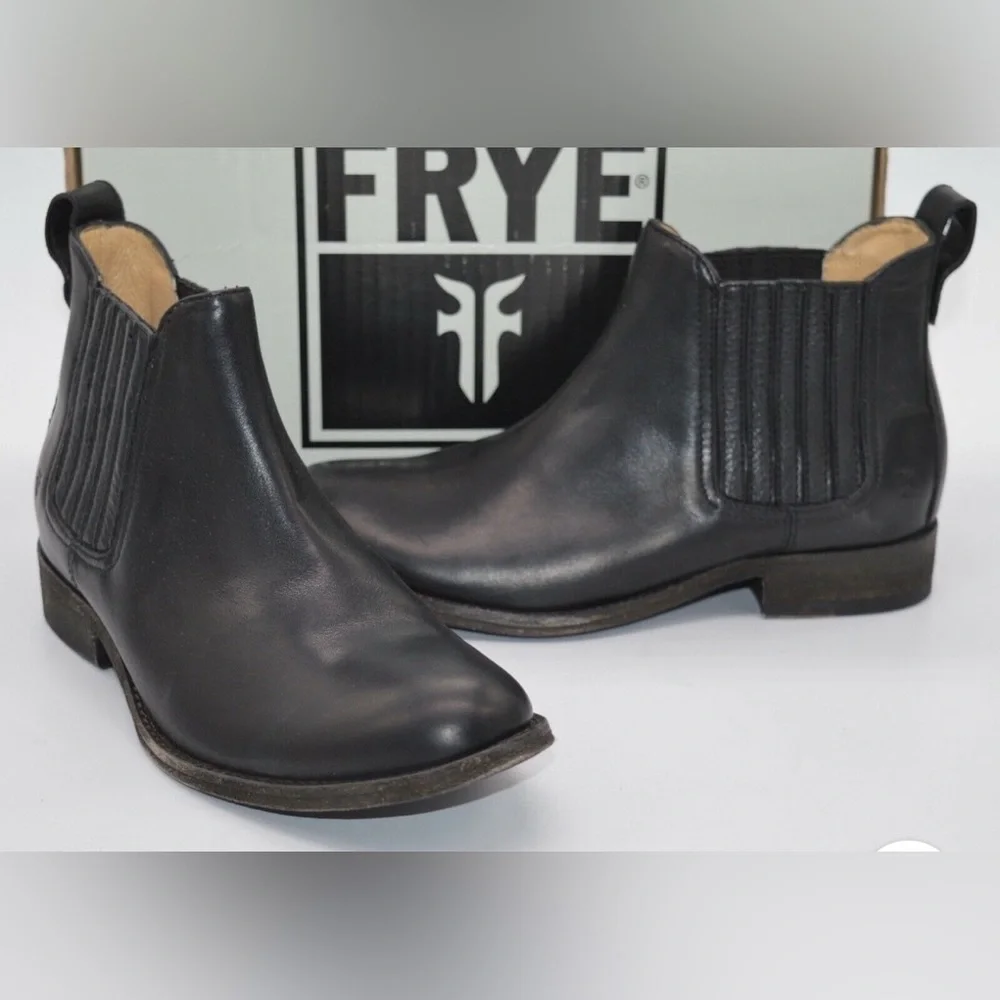 Frye Black Leather Chelsea Ankle Booties